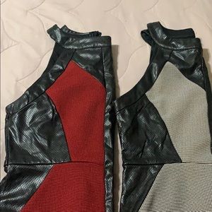 Leather and chevron club dress (2)